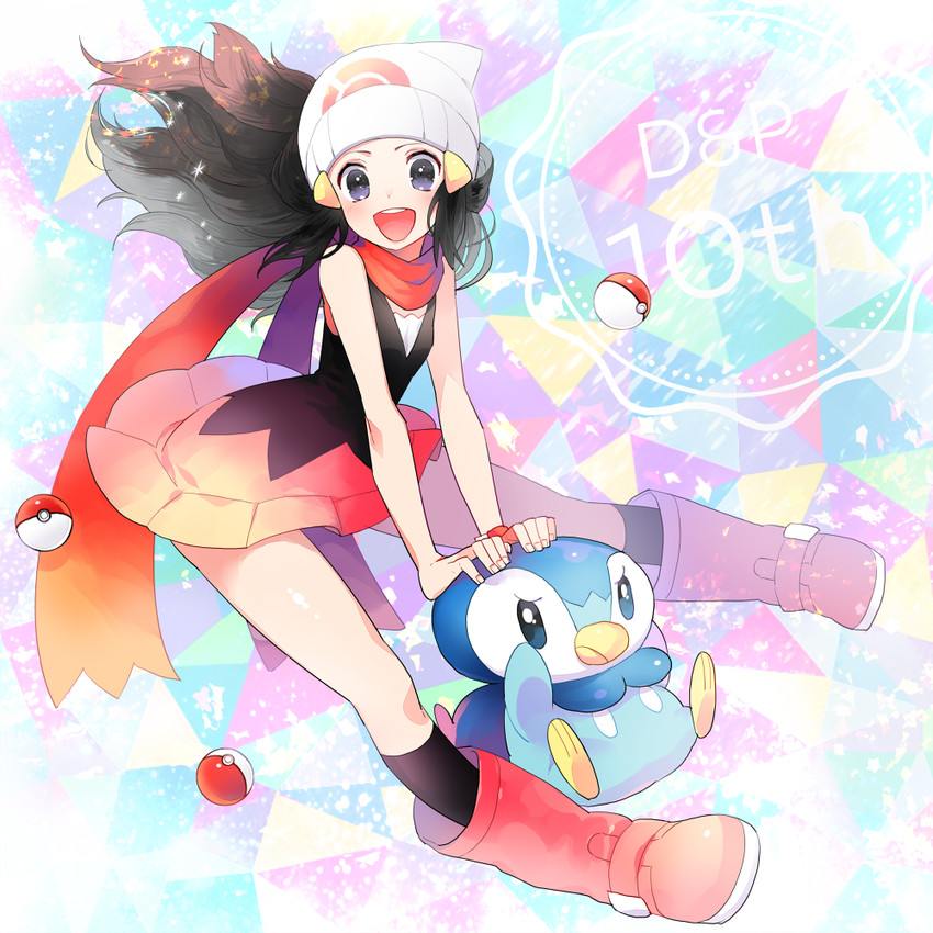 dawn and piplup (pokemon and 1 more) drawn by gum_(gmng)