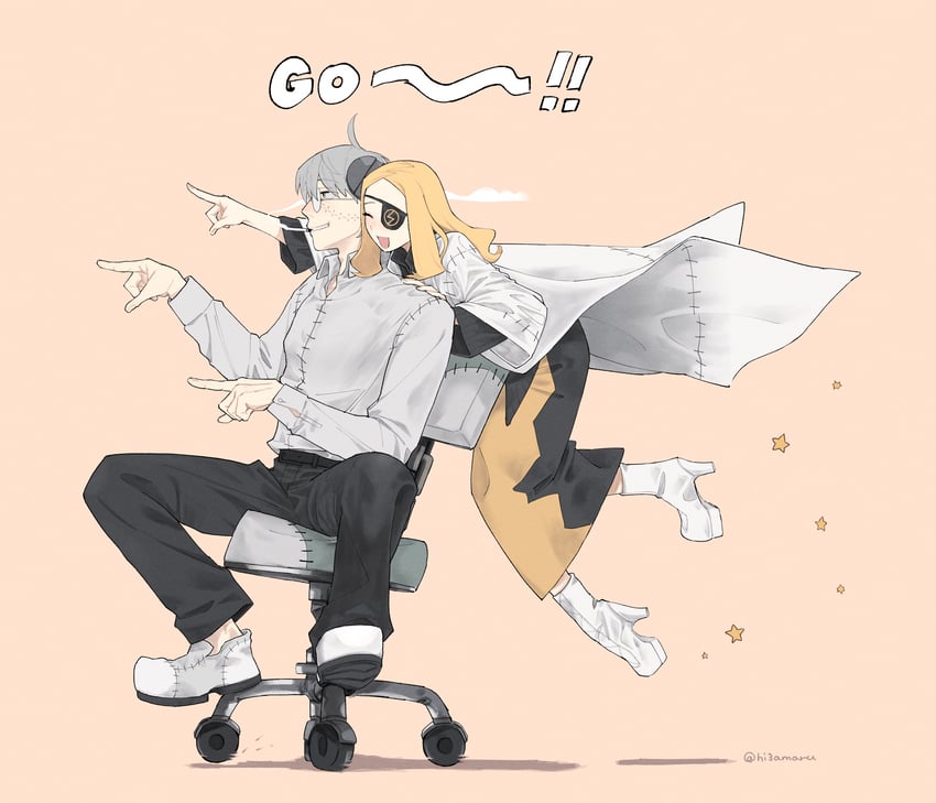 franken stein and marie mjolnir (soul eater) drawn by hissiu