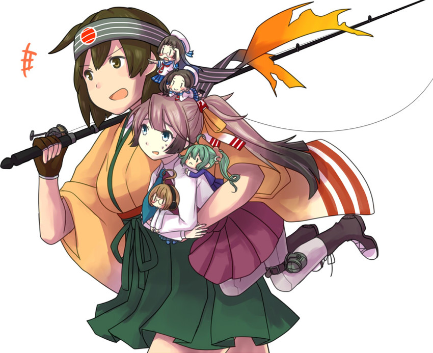 hiryuu, fairy, kazagumo, hiryuu kai ni, skilled lookouts, and 2 more (kantai collection) drawn by iwana