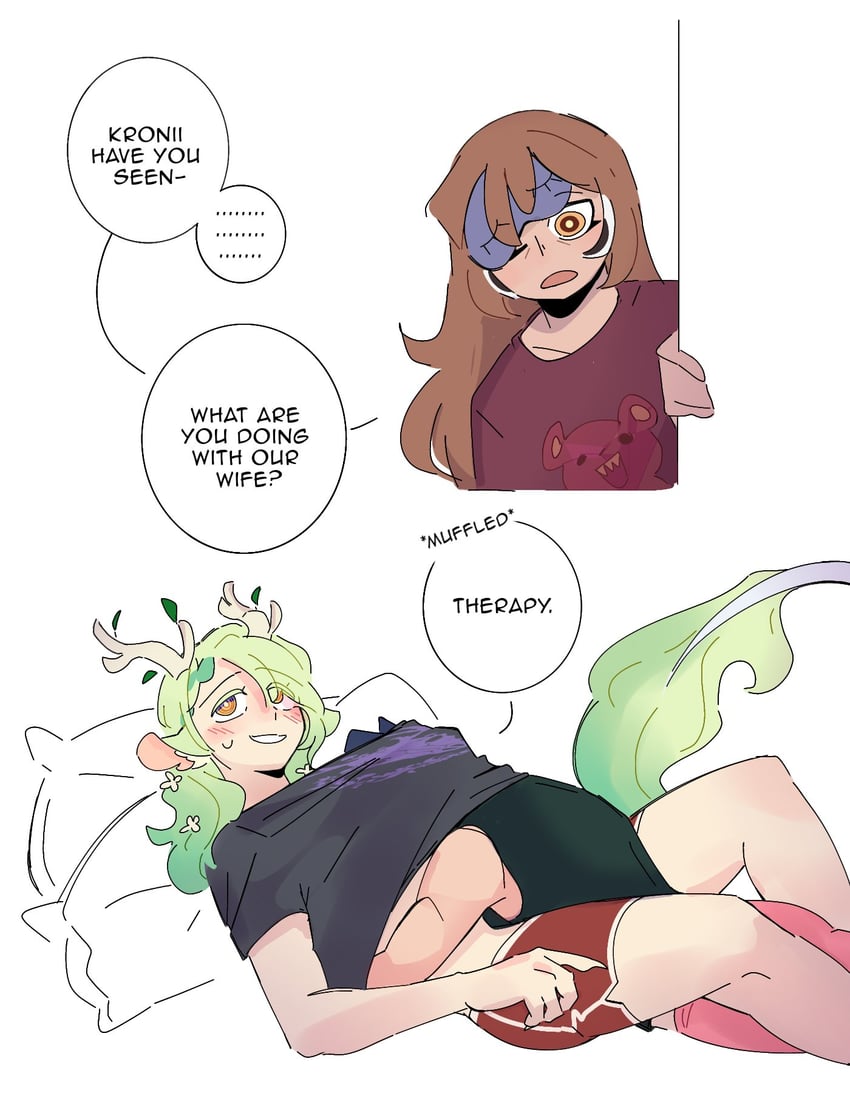 ouro kronii, nanashi mumei, and ceres fauna (hololive and 1 more) drawn by mochiparrot