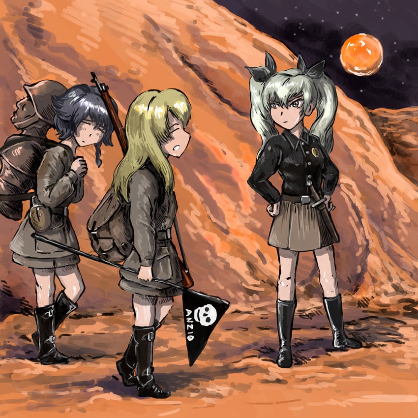 anchovy, pepperoni, carpaccio, and benito mussolini (girls und panzer and 1 more) drawn by tomoboshi