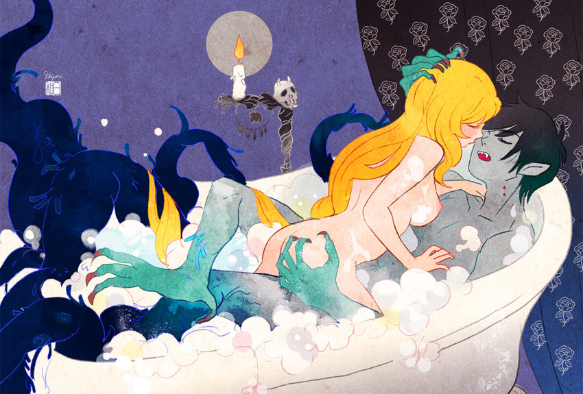 fionna campbell and marshall lee (adventure time) drawn by hiyori_chisha
