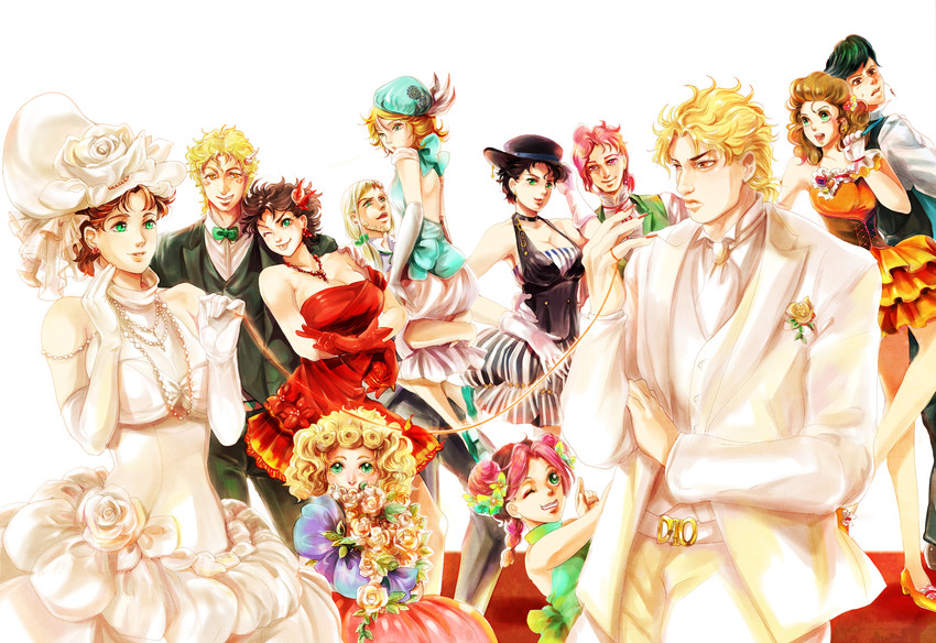 joseph joestar, kujo jotaro, dio brando, caesar anthonio zeppeli, kujo jolyne, and 7 more (jojo no kimyou na bouken and 7 more) drawn by tatsumi