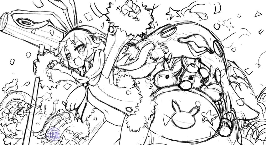 prinny and usalia (disgaea and 1 more) drawn by himenyuu