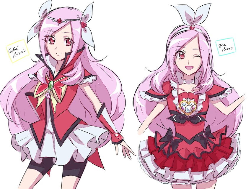 higashi setsuna and cure passion (precure and 4 more) drawn by fpminnie1