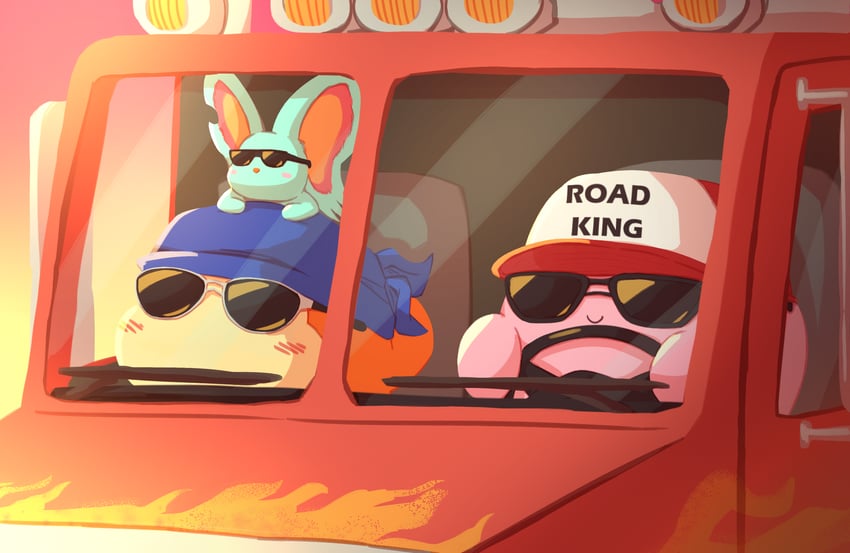 kirby, bandana waddle dee, and elfilin (kirby and 1 more) drawn by shibulio
