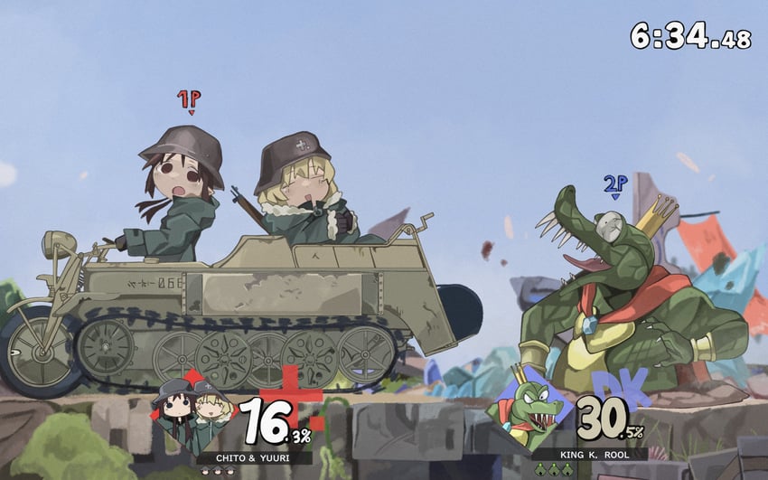 chito, yuuri, and king k. rool (super smash bros. and 2 more) drawn by naaga_sonomono