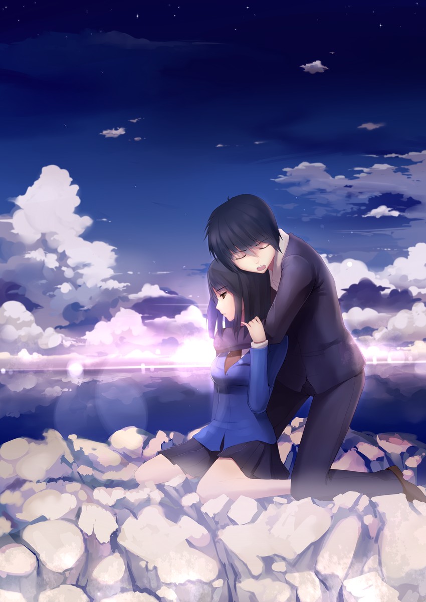 shinohara akari and toono takaki (byousoku 5 centimeter) drawn by fs-project