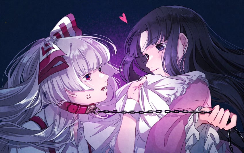 fujiwara no mokou and houraisan kaguya (touhou) drawn by mokoiscat
