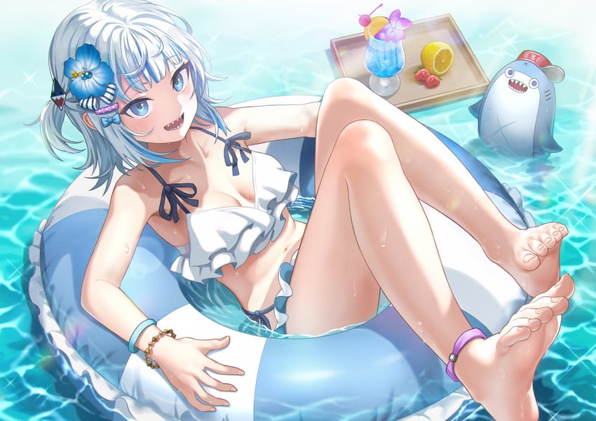 gawr gura and bloop (hololive and 1 more) drawn by deca_purio