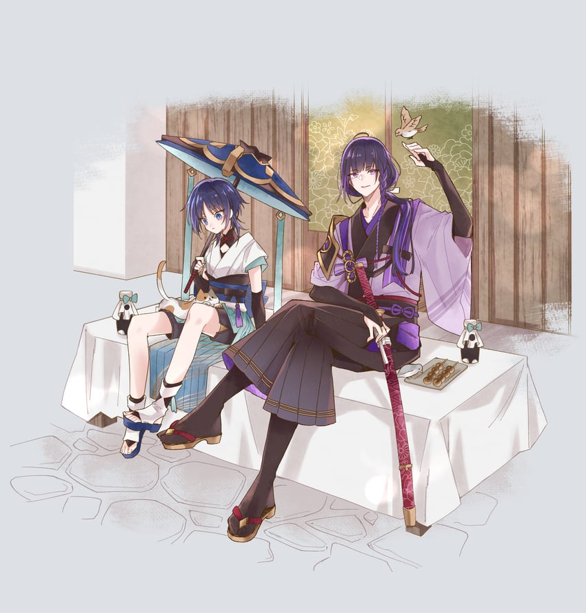 raiden shogun, scaramouche, and wanderer (genshin impact) drawn by yuuki_(yuhki_6o)