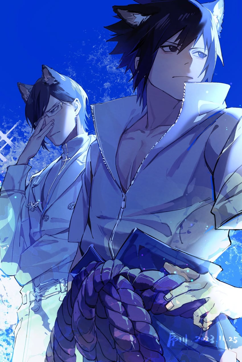uchiha sasuke, ishida uryuu, and sugiyama noriaki (naruto and 3 more) drawn by xuchuan