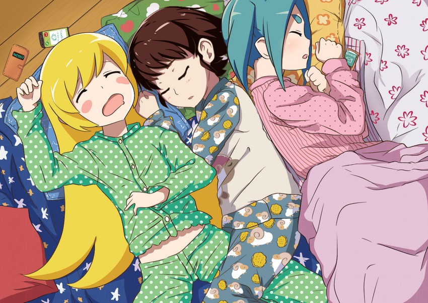 oshino shinobu, hachikuji mayoi, and ononoki yotsugi (monogatari) drawn by servachok