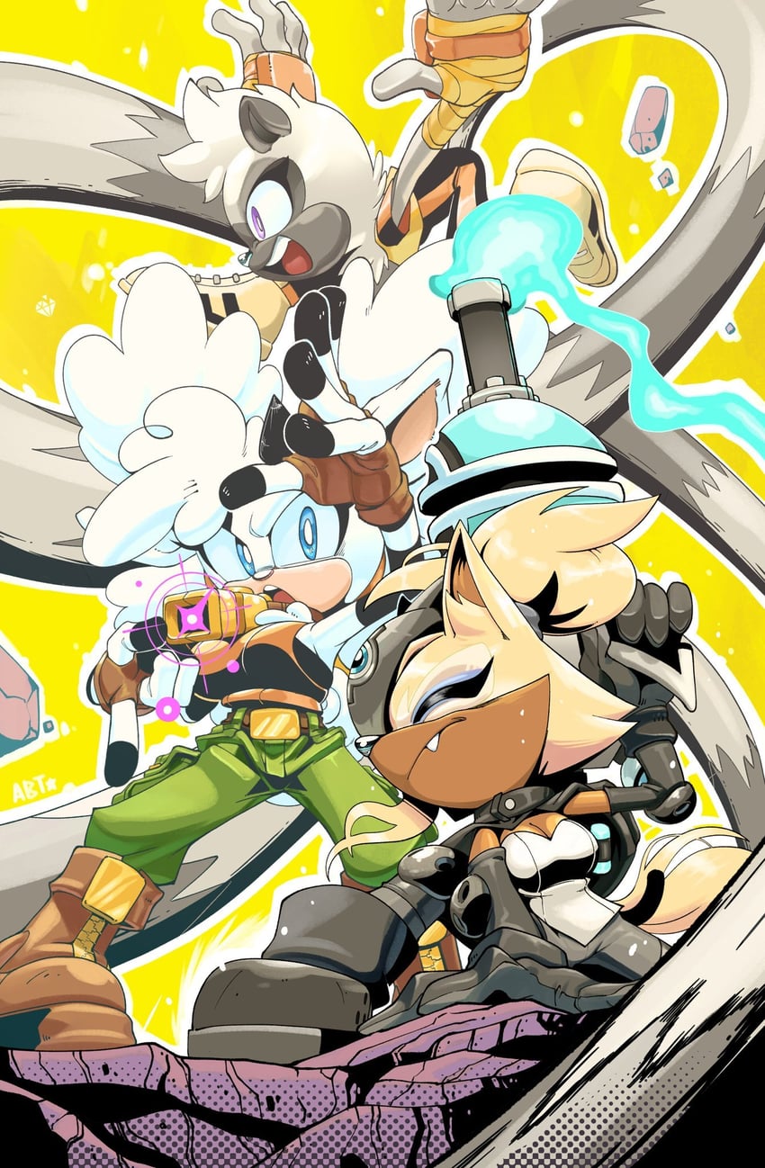 tangle the lemur, whisper the wolf, and lanolin the sheep (sonic and 1 more) drawn by adam_bryce_thomas