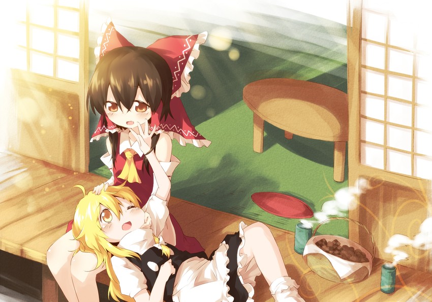 hakurei reimu and kirisame marisa (touhou) drawn by ayakashi_(monkeypanch)