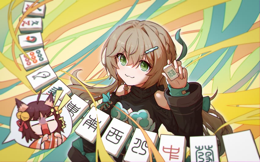 qingque and ichihime (honkai and 2 more) drawn by thebox233