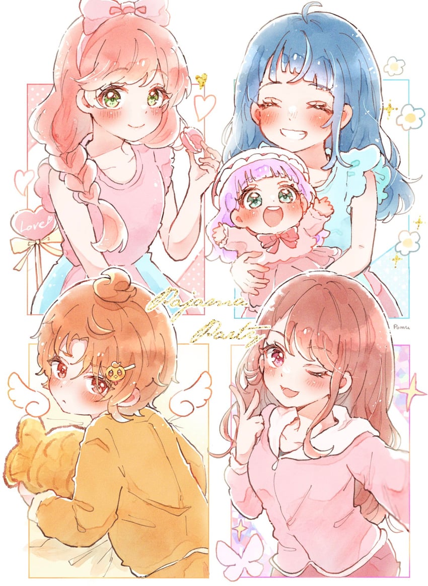 sora harewataru, nijigaoka mashiro, hijiri ageha, yuunagi tsubasa, and ellee-chan (precure and 1 more) drawn by shortcake_p