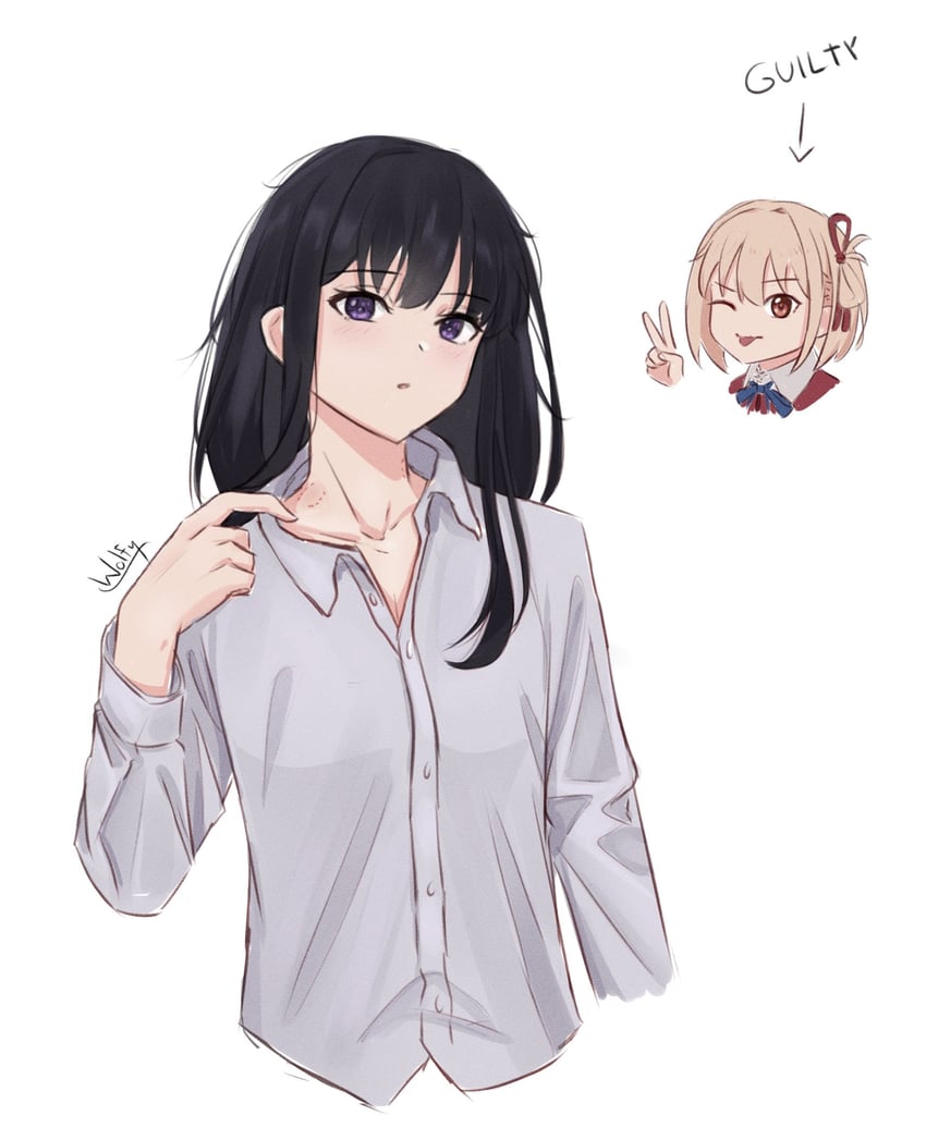 nishikigi chisato and inoue takina (lycoris recoil) drawn by chxoswolf