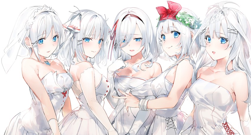 nakano nino, nakano miku, nakano yotsuba, nakano ichika, nakano itsuki, and 1 more (go-toubun no hanayome and 1 more) drawn by umibouzu_(niito)