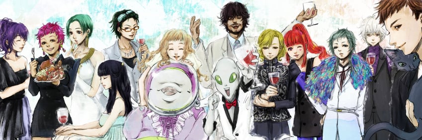 remnan, raqio, setsu, gina, sq, and 9 more (gnosia) drawn by cotori_(globule)