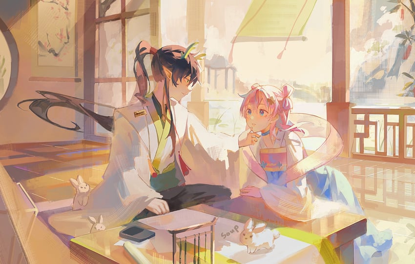 march 7th and dan heng (honkai and 1 more) drawn by soupcari