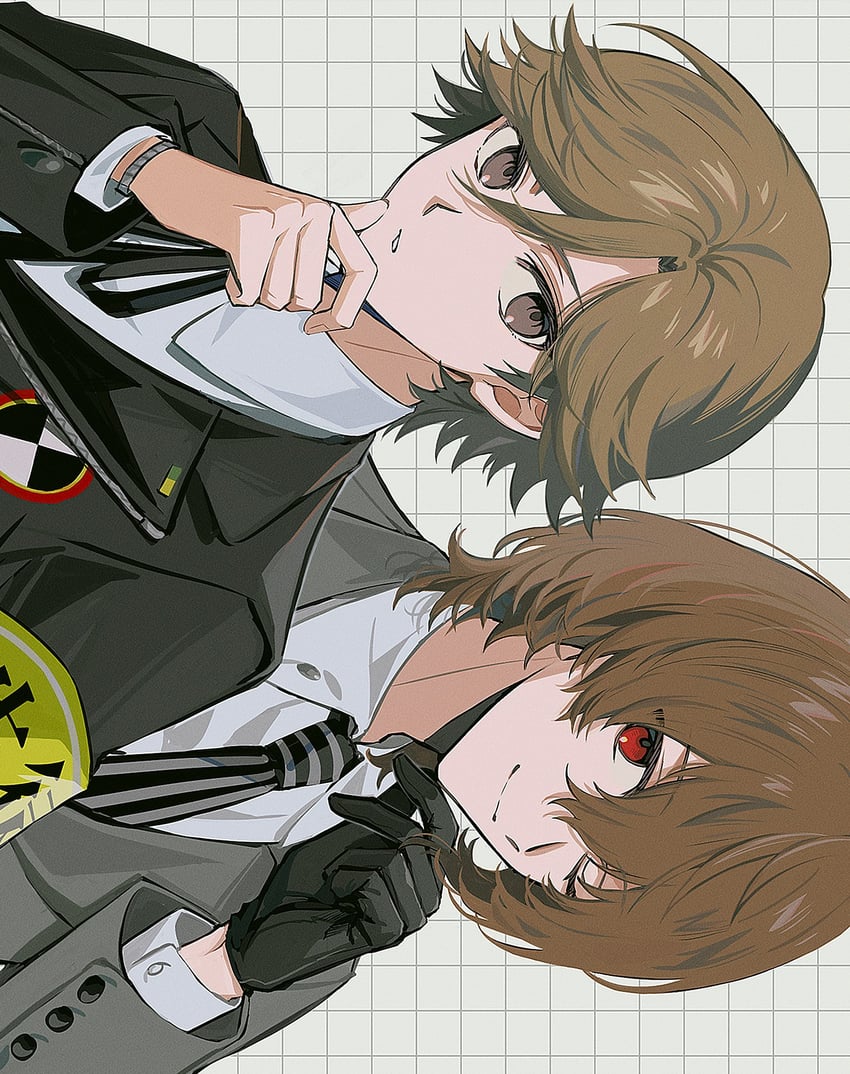 akechi gorou and amada ken (persona and 4 more) drawn by pswlv05