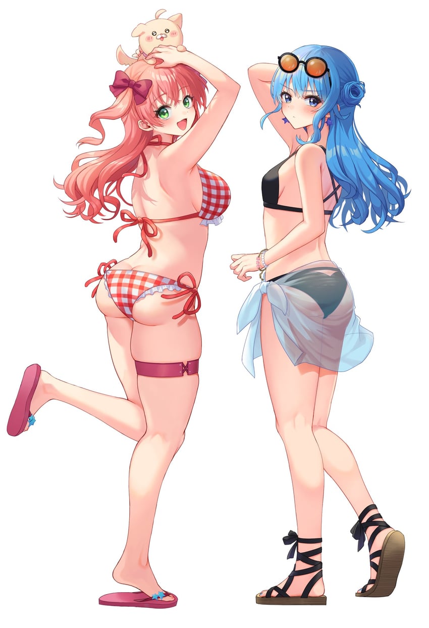 hoshimachi suisei and sakura miko (hololive) drawn by unkai_amane