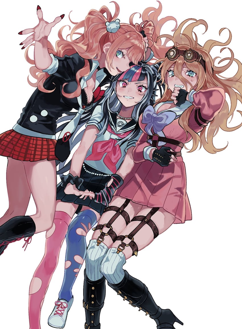 enoshima junko, iruma miu, and mioda ibuki (danganronpa and 3 more) drawn by monigenome_(m0n1m0n1m)