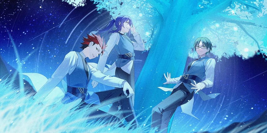 kanzaki souma, kiryu kuro, and hasumi keito (ensemble stars!) drawn by dreonya
