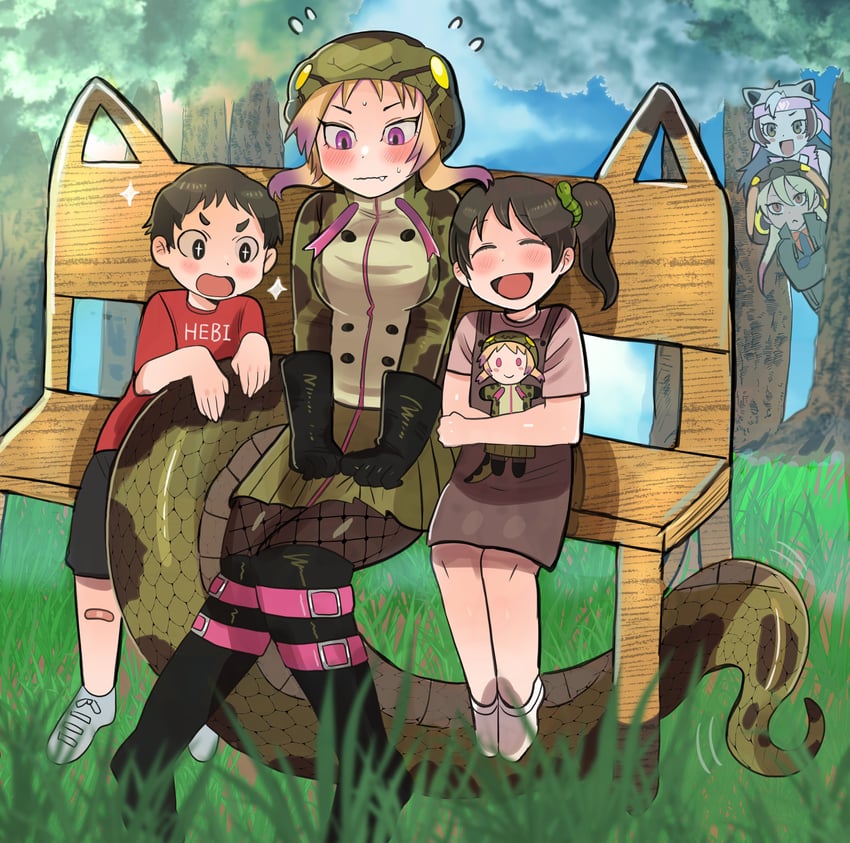 king cobra, african rock python, and ezo brown bear (kemono friends and 1 more) drawn by igarashi_(nogiheta)