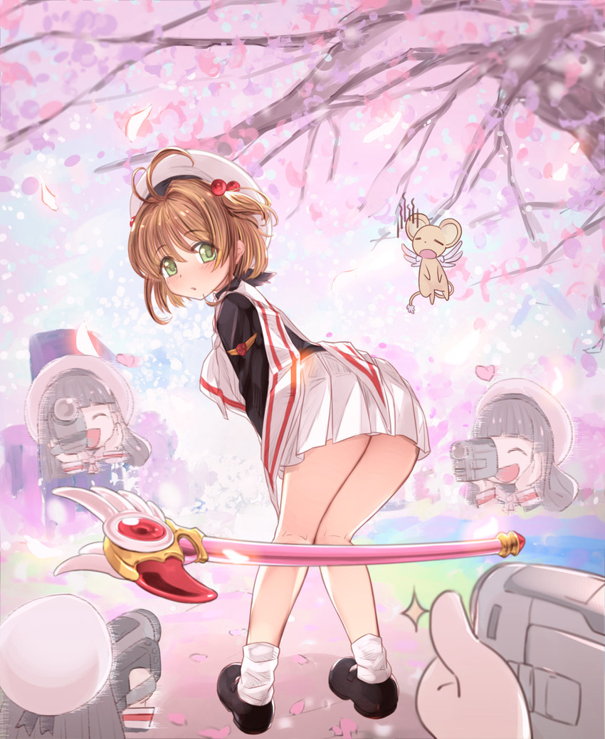 kinomoto sakura, kero, and daidouji tomoyo (cardcaptor sakura) drawn by shousumi_(ljayxh)