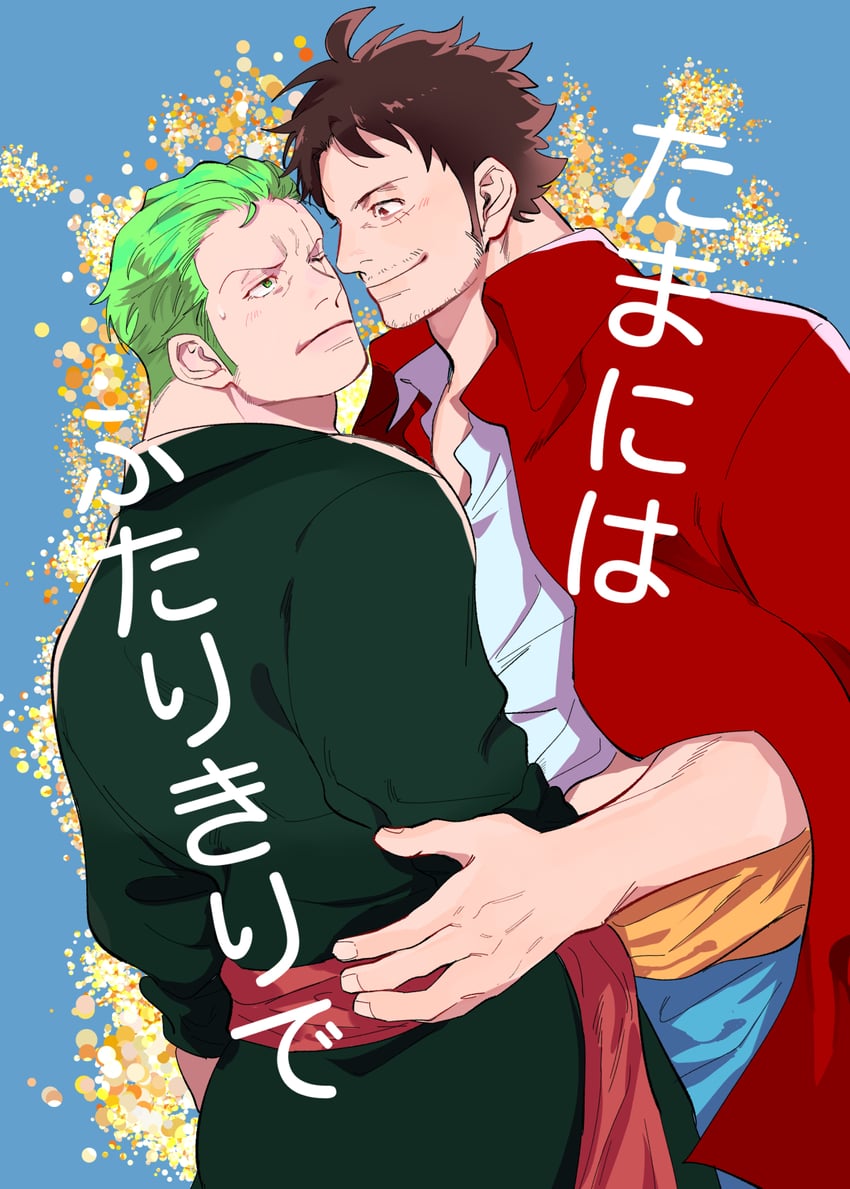 monkey d. luffy and roronoa zoro (one piece) drawn by sei_ka02