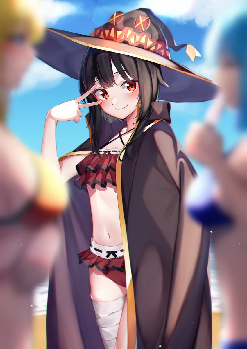 megumin, aqua, and darkness (kono subarashii sekai ni shukufuku wo!) drawn by sarasara_shoyu