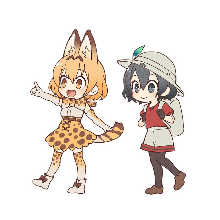 serval and kaban (kemono friends and 1 more) drawn by tama_(songe)