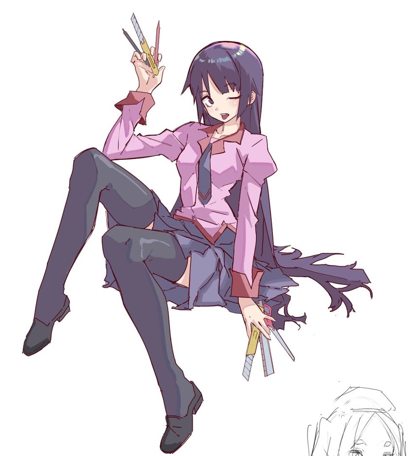 senjougahara hitagi and ononoki yotsugi (monogatari and 1 more) drawn by letro
