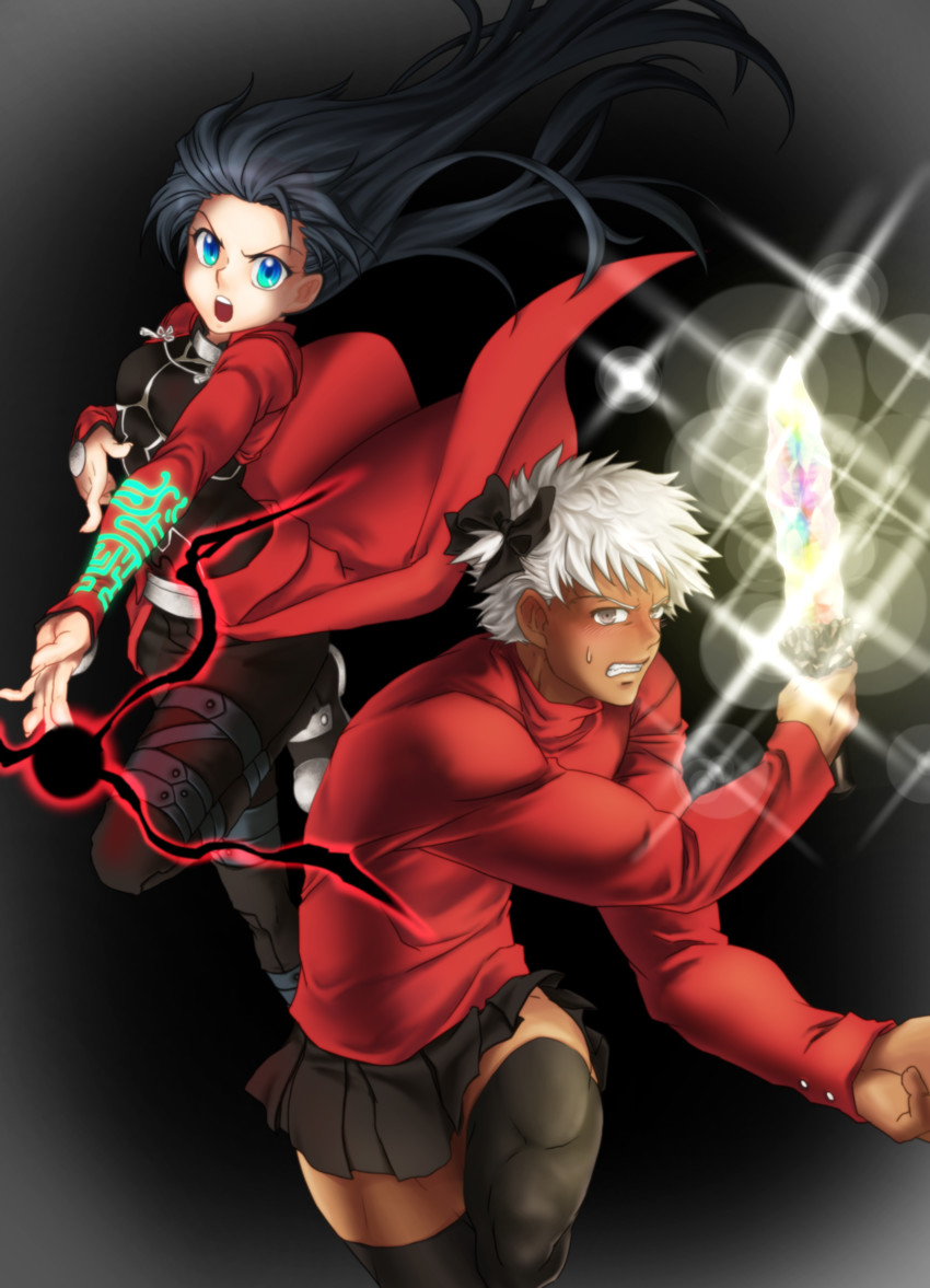 tohsaka rin and archer (fate and 1 more) drawn by hittonnsann