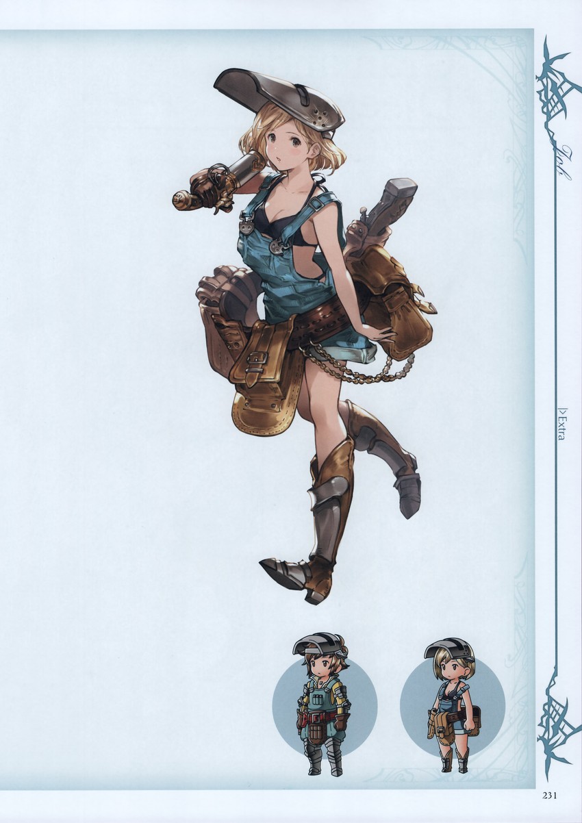 djeeta, gran, and mechanic (granblue fantasy) drawn by minaba_hideo