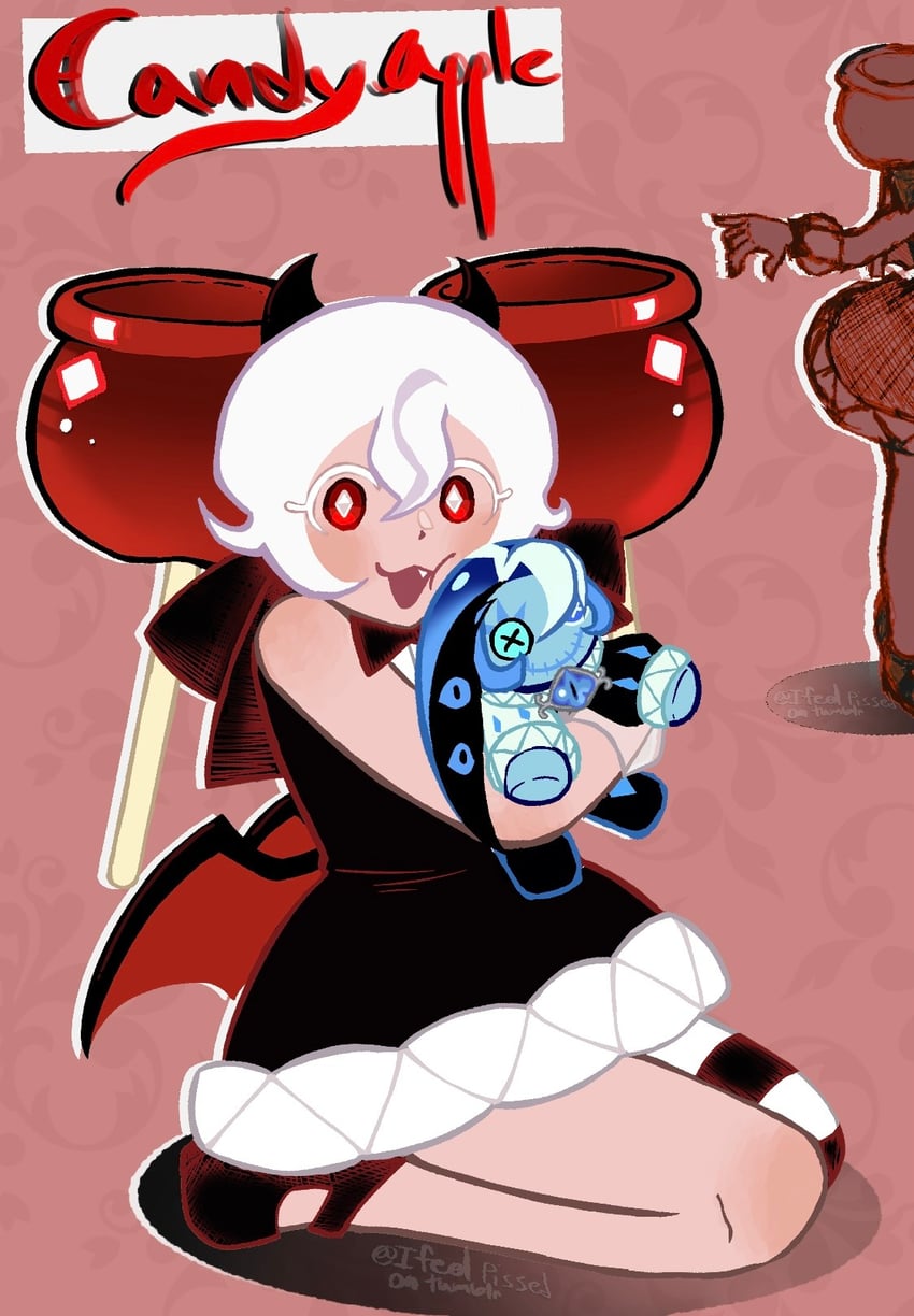 shadow milk cookie and candy apple cookie (cookie run and 1 more) drawn by ifeelpissed