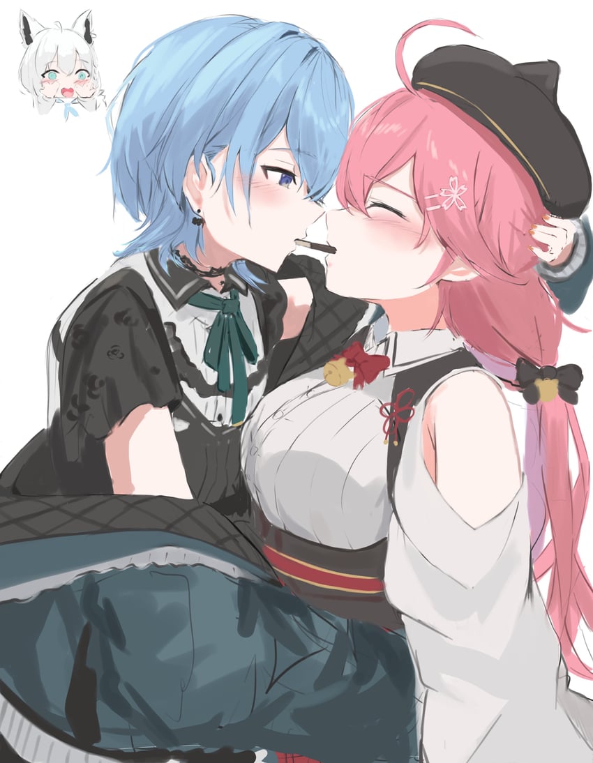 shirakami fubuki, hoshimachi suisei, and sakura miko (hololive) drawn by kama_boko17