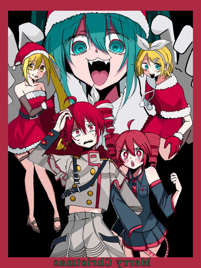 hatsune miku, kagamine rin, kasane teto, and akita neru (vocaloid and 2 more) drawn by himatubusiniki
