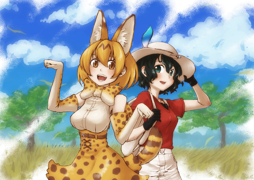 serval and kaban (kemono friends) drawn by yorukihashi_mayu