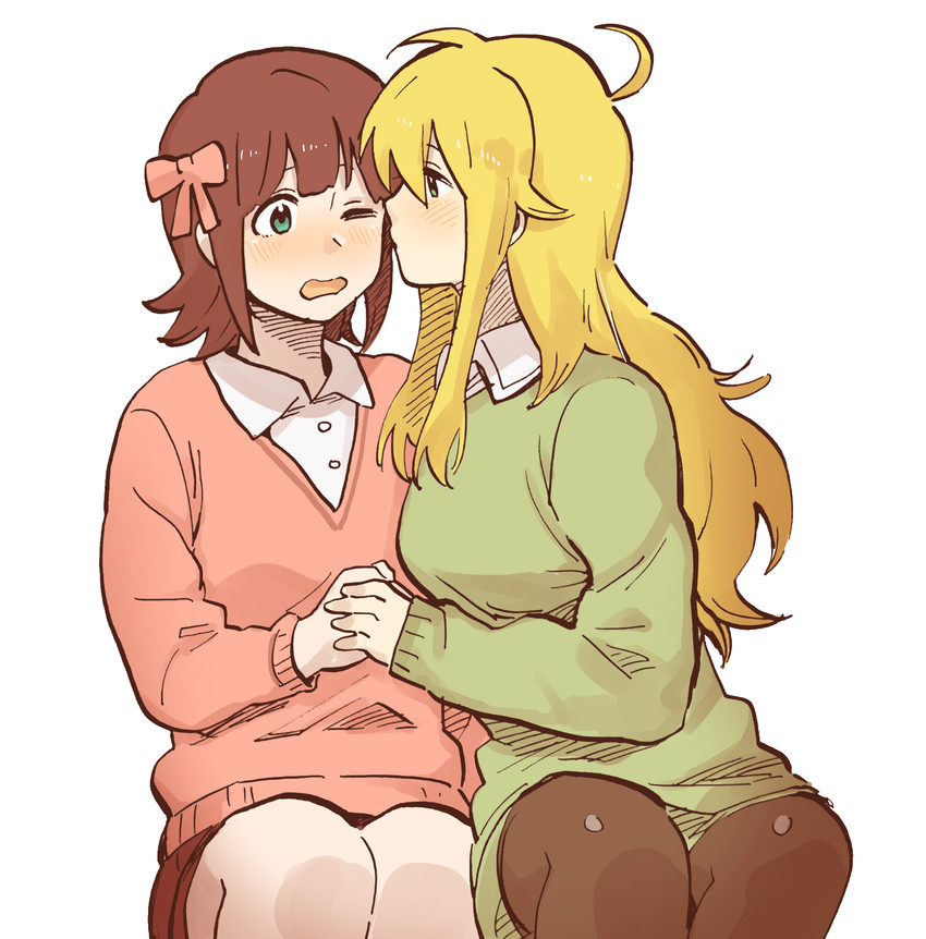 hoshii miki and amami haruka (idolmaster) drawn by pito_(sh02327)
