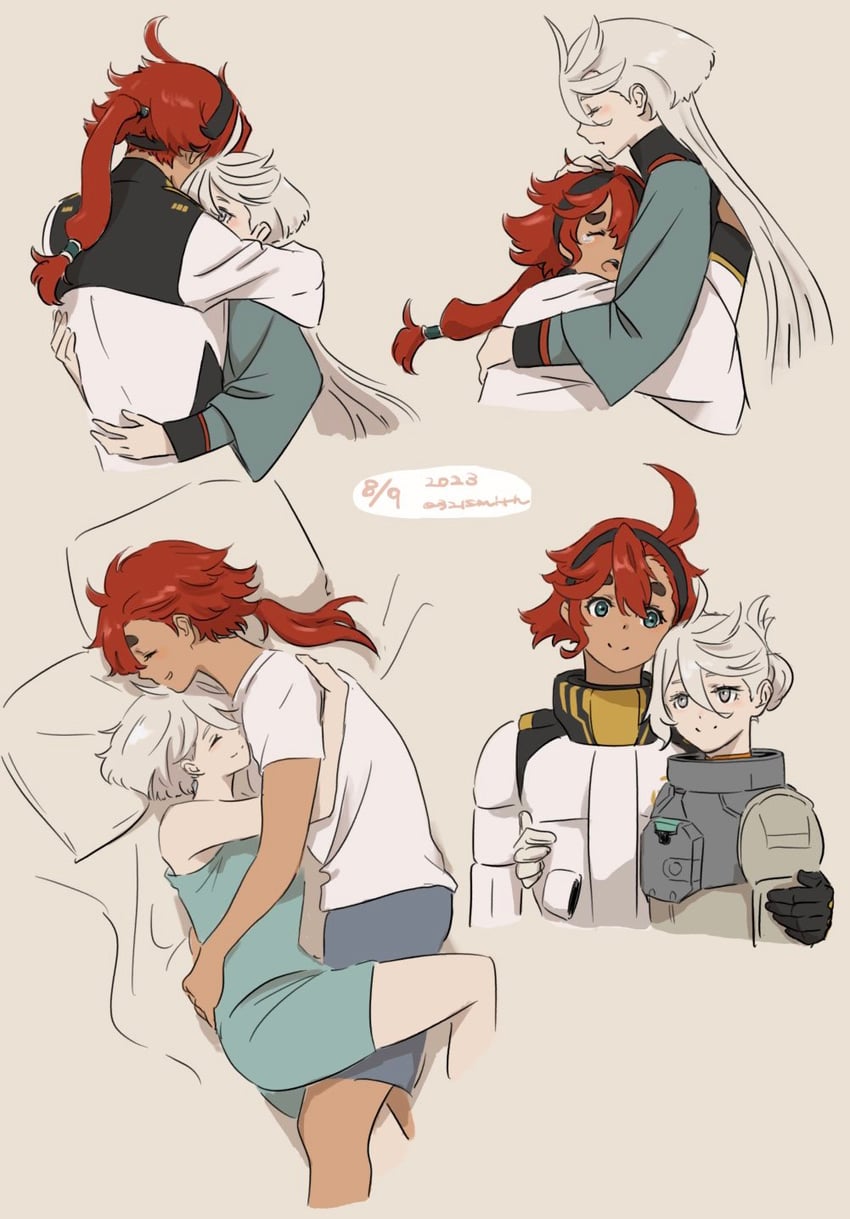 suletta mercury and miorine rembran (gundam and 1 more) drawn by 0321smith