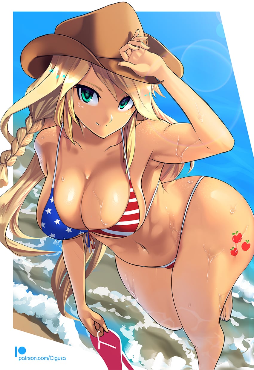 applejack (my little pony and 2 more) drawn by amano_cigusa