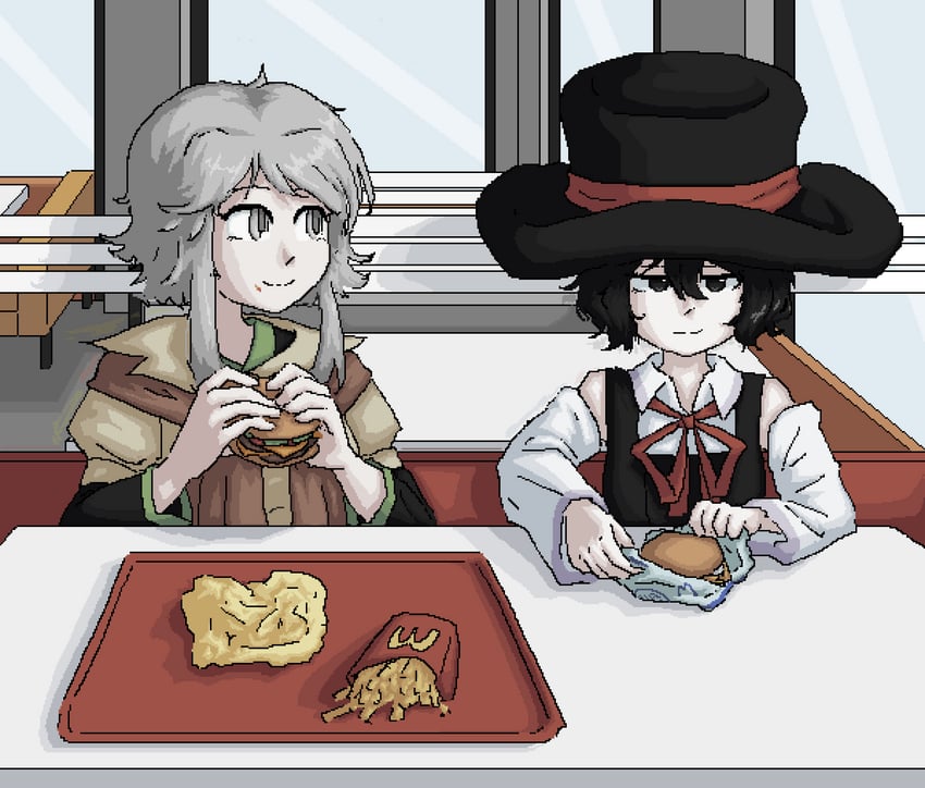 enraku tsubakura and houlen yabusame (len'en and 1 more) drawn by yabutsuba