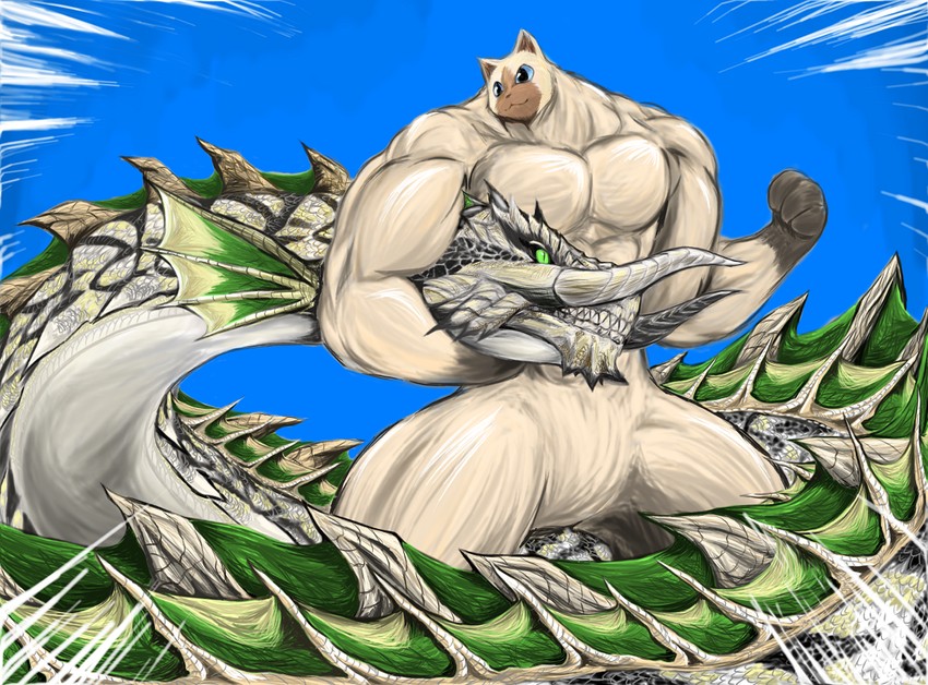 felyne and raviente (monster hunter) drawn by dinonix