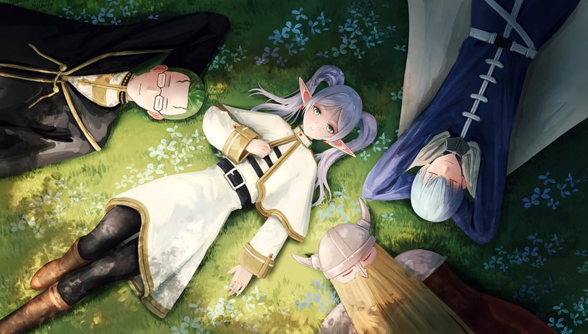 frieren, himmel, eisen, and heiter (sousou no frieren) drawn by dindsau