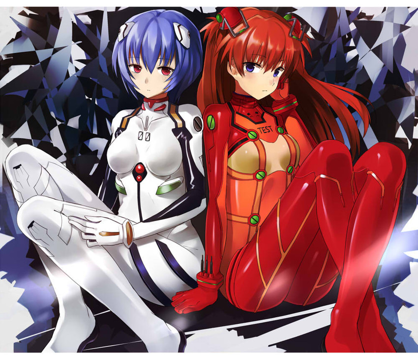 souryuu asuka langley and ayanami rei (neon genesis evangelion and 2 more) drawn by kuhotaka