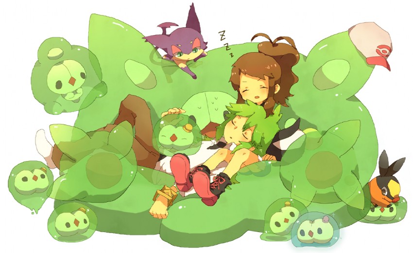 hilda, n, tepig, reuniclus, purrloin, and 2 more (pokemon and 1 more) drawn by kiru