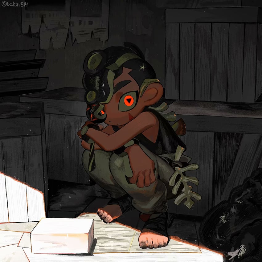 octoling player character and octoling boy (splatoon) drawn by bakori514_(h_akka)